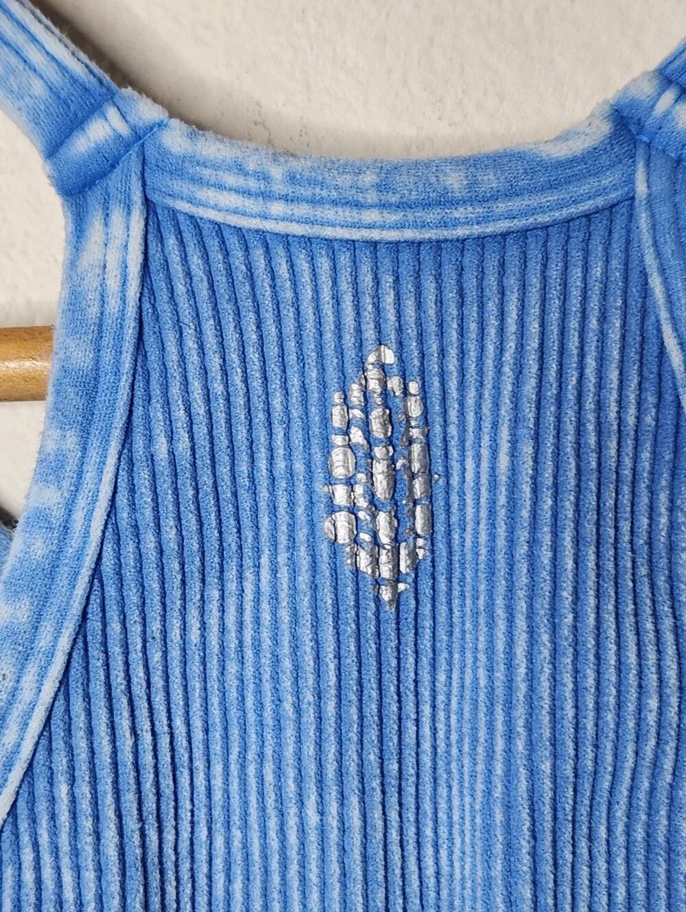 Free People Movement Happiness Runs Blue Tank Top Crop Ribbed Womens S/M